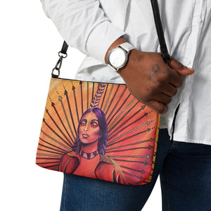 "Four Directions Woman" Limited Edition Art Print on Trendy Crossbody Handbag