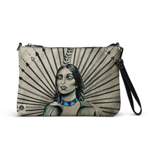 Load image into Gallery viewer, &quot;Four Directions Woman&quot; Black and white with blue accent Crossbody bag