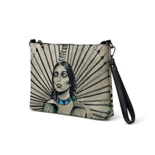 Load image into Gallery viewer, &quot;Four Directions Woman&quot; Black and white with blue accent Crossbody bag