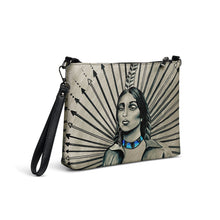 Load image into Gallery viewer, &quot;Four Directions Woman&quot; Black and white with blue accent Crossbody bag